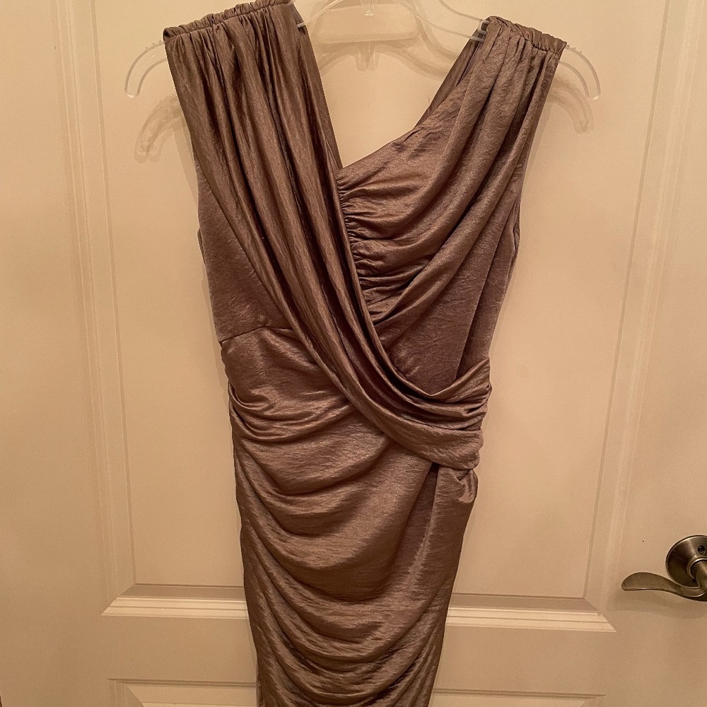 Suzi Chin Bronze Ruched Dress Size 2